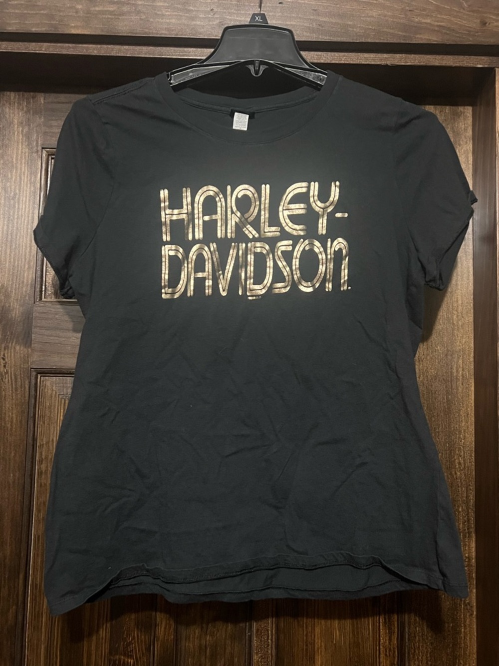 Harley-Davidson Black Short Sleeve Tee with Gold Logo New Hampshire